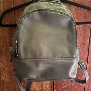 margot Gray Leather Backpack with Silver Hardware